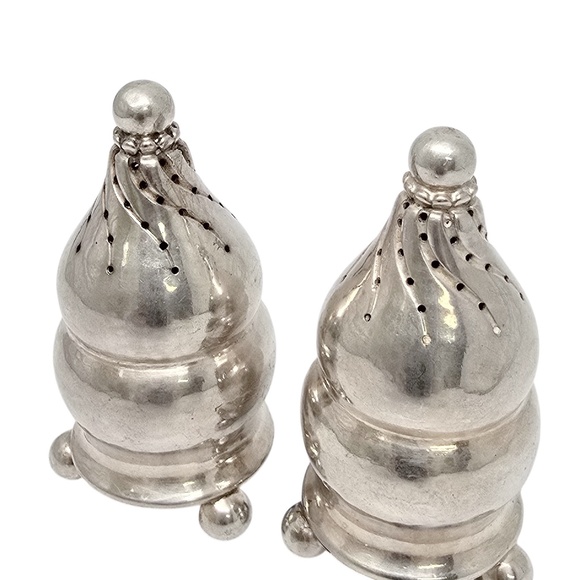 Georg Jensen Denmark Sterling Silver Salt and Pepper Shakers 410 w/Mono #21183 - Picture 6 of 10
